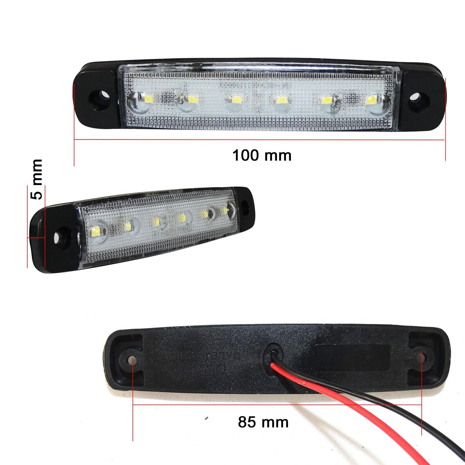 30 Pcs 12v 6 Led White Yellow Red Side Marker Light Position Truck Trailer — image 9