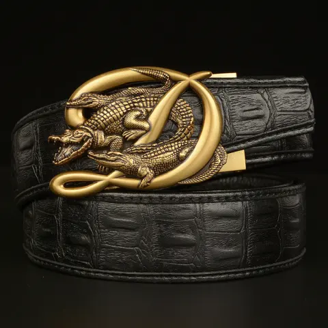 BeltCrocodile Buckle Men Belt Real Cowhide Automatic Casual
