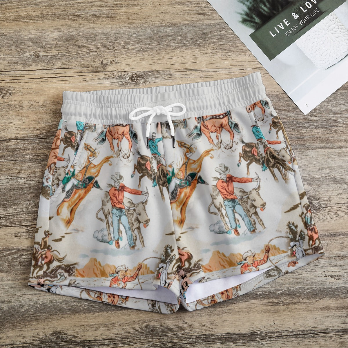 Casual Shorts With Printed Pockets On Both Sides Photo Color - Shop at LoveMi