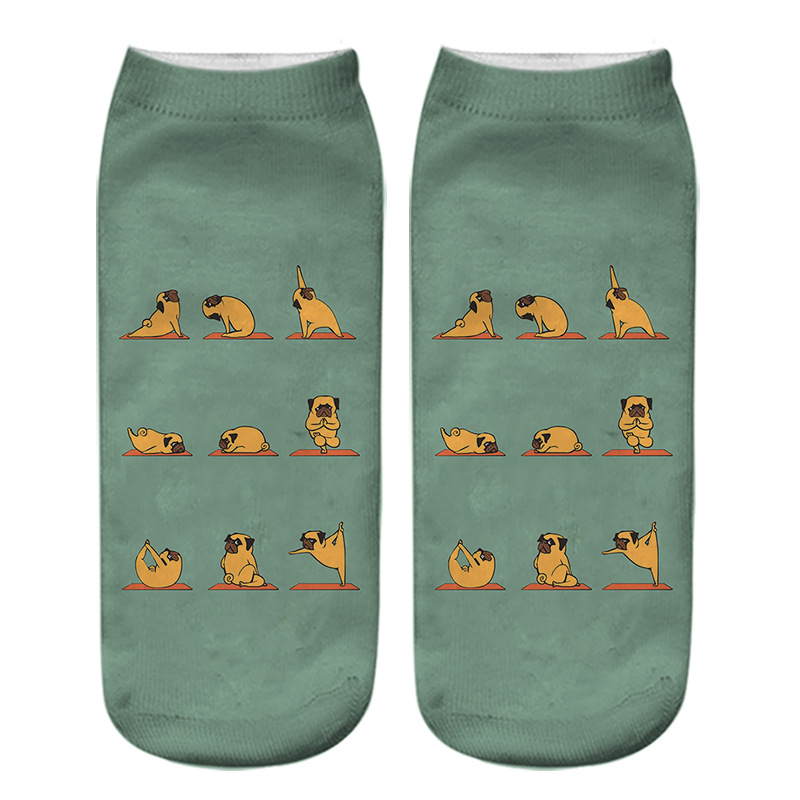 Title 12, Dog PUG cartoon 3D printing socks