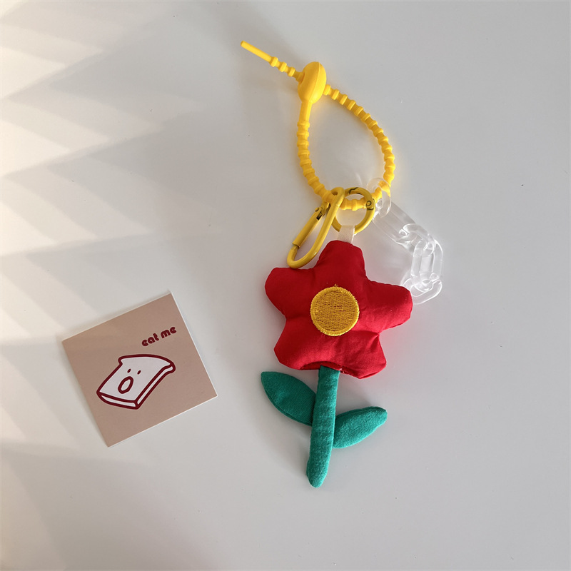 Korea Ins Cute Tulip Pendant Three dimensional Flowers Hand woven Key Ring Red Flowers - Shop at LoveMi