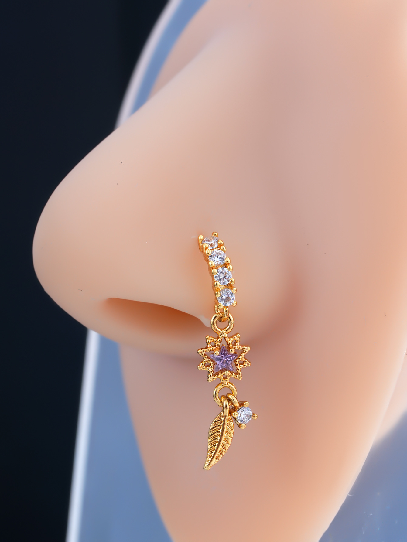 Flower Triangular Heart Butterfly Nose Nail thumbnail 1