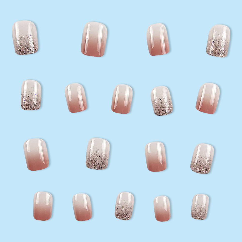 24 Pieces Of Short Square Gradient Ice Transparent Jelly Powder Fashion Glitter Nail Art Set.Suitable For Parties,dances Or Daily Wear.Long Press On The Nail. — foto 6