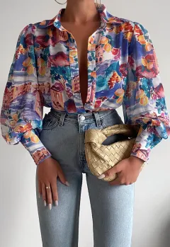 Long Sleeve Printed Shirt Women's Spring Single-breasted Cardigan - Colour - View 1