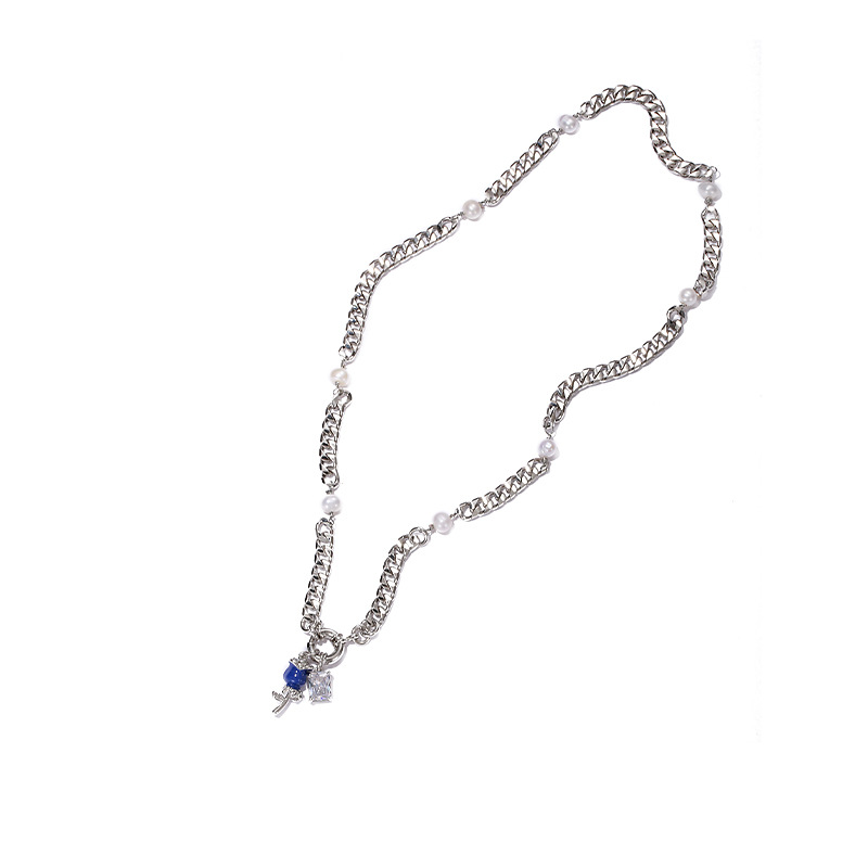 Brass Zircon Love At First Sight Rose Pendant Necklace White Gold - Shop at LoveMi