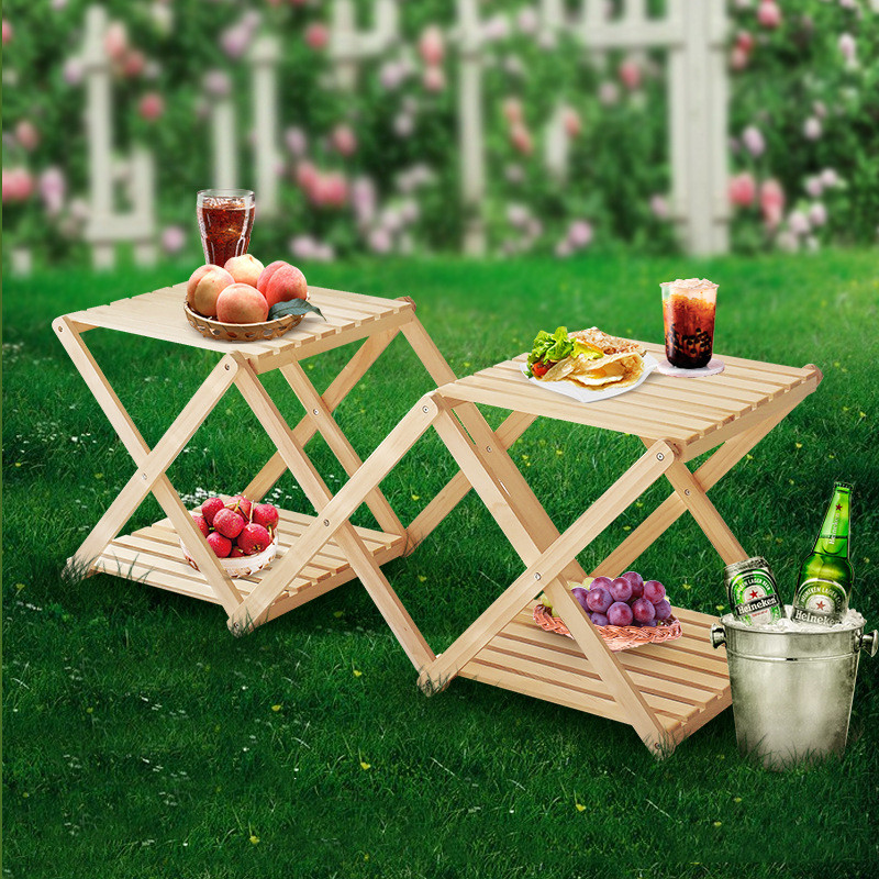 Camping Rack Wooden Folding Storage