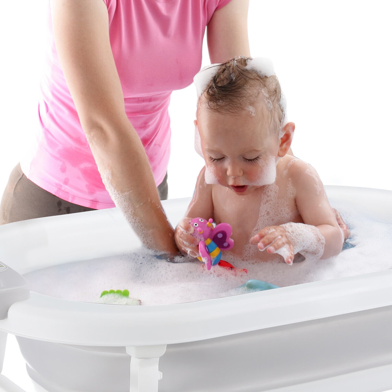 Foldable Baby Bath Tub Ergonomic With Temperature & Cushion Pad And Net — image 6