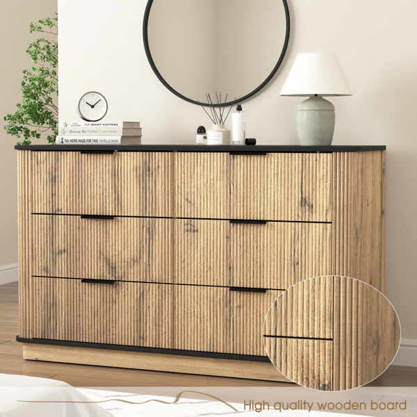 Modern Multi-functional Six-drawer MDF Cabinet,The perfect combination of rounded corners and multifunctional design, with Product Dimensions of 47.2*15.7*29.6 Inches. -40