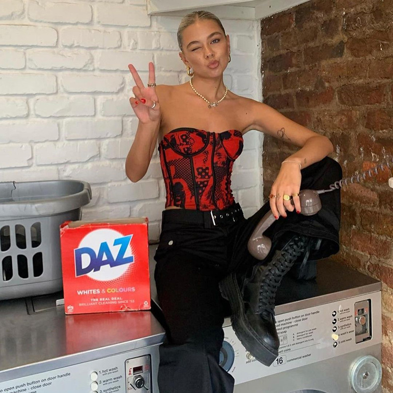 Women's One-shoulder Slim Printed Vest