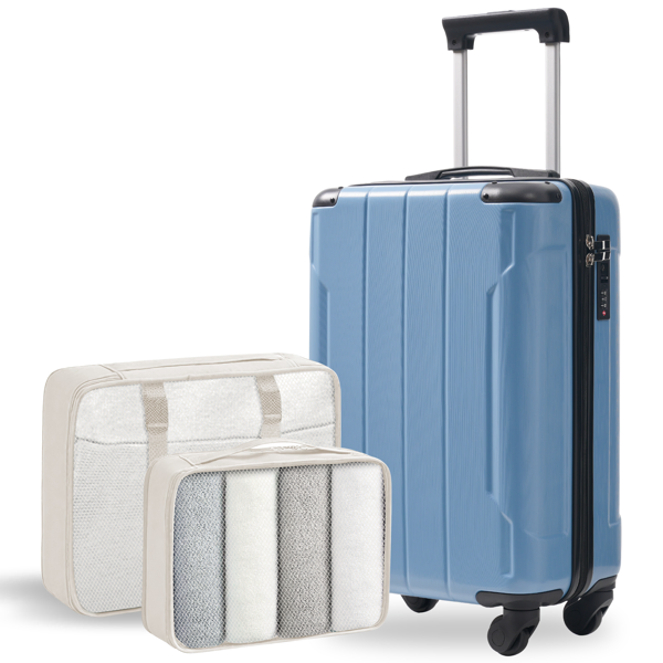 20-Inch Hardshell Carry-On Luggage, Lightweight Durable ABS Suitcase with Spinner Wheels, Built-in TSA Lock, 2 Packing Cubes, Blue-gray-15