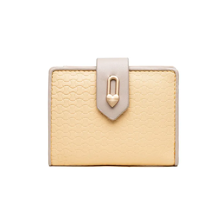 Women's Fashion Zipper Buckle Clash Color Money Clip - Yellow