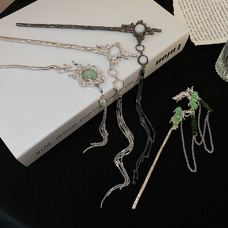 Irregular Pleated Geometric Tassel Hairpin