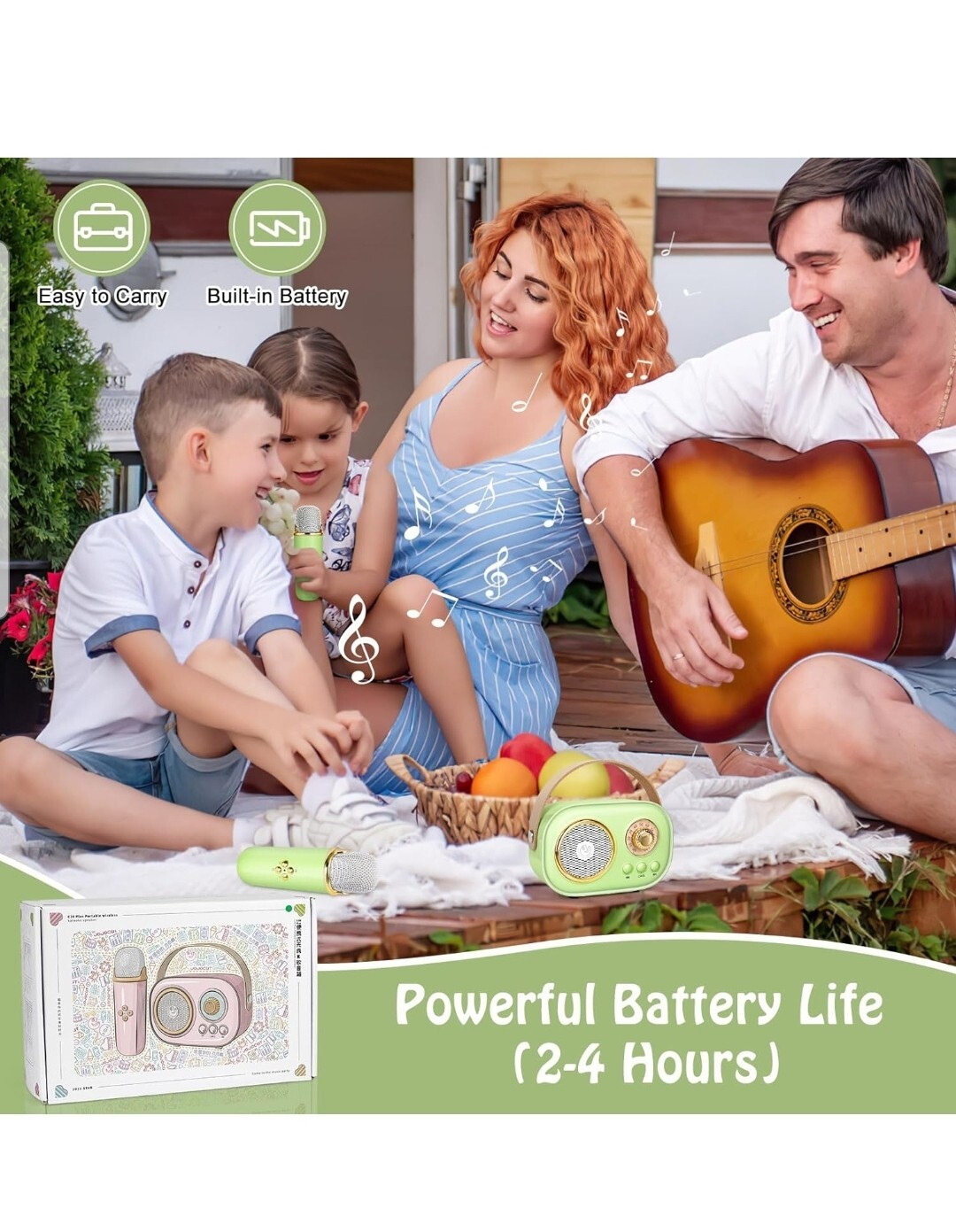 Kids Karaoke Machine, Karaoke Toys For Kids & Adults With 2 Microphones Green