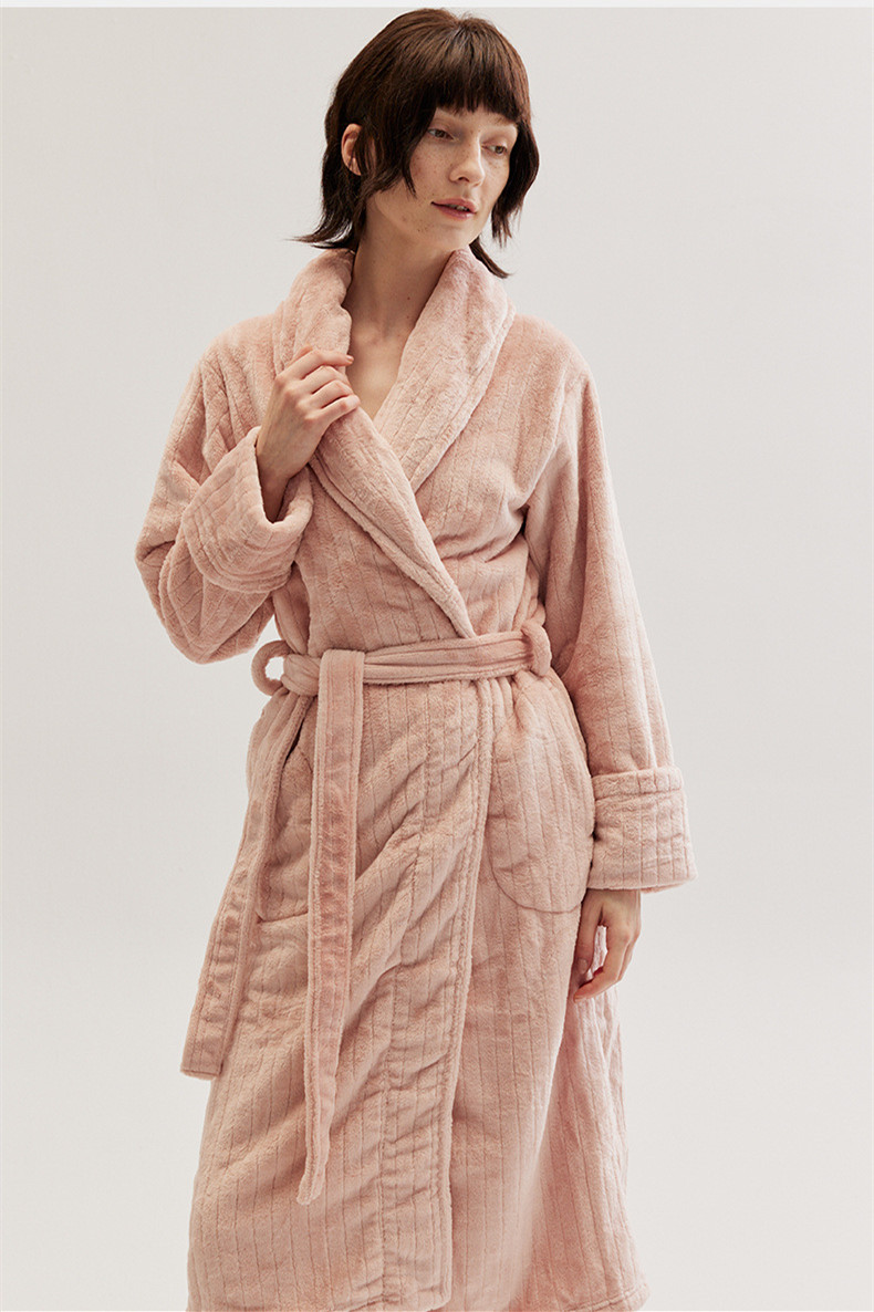 Title 2, Plush Coral Wool Warm Casual Bathrobe