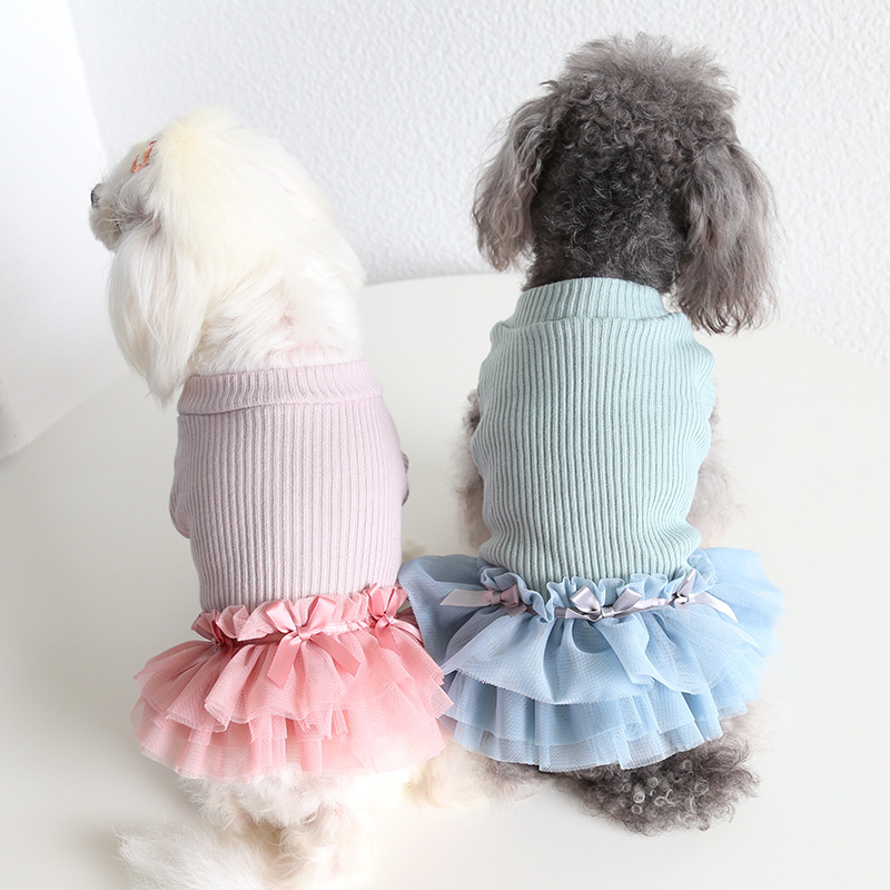 New Powder Blue Wool Bottoming Skirt Pet Clothes