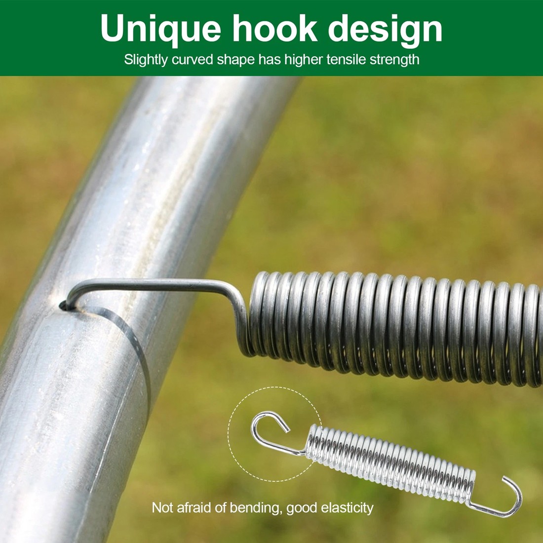 Set Of 35 Trampoline Replacement Springs, Heavy-Duty Galvanised 5.5 14cm Silver