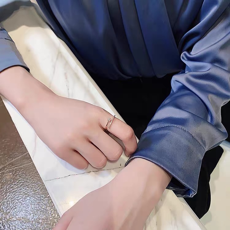 Niche Design Index Finger Net Celebrity Personality Light Luxury Cold Wind  Adjustable Ring