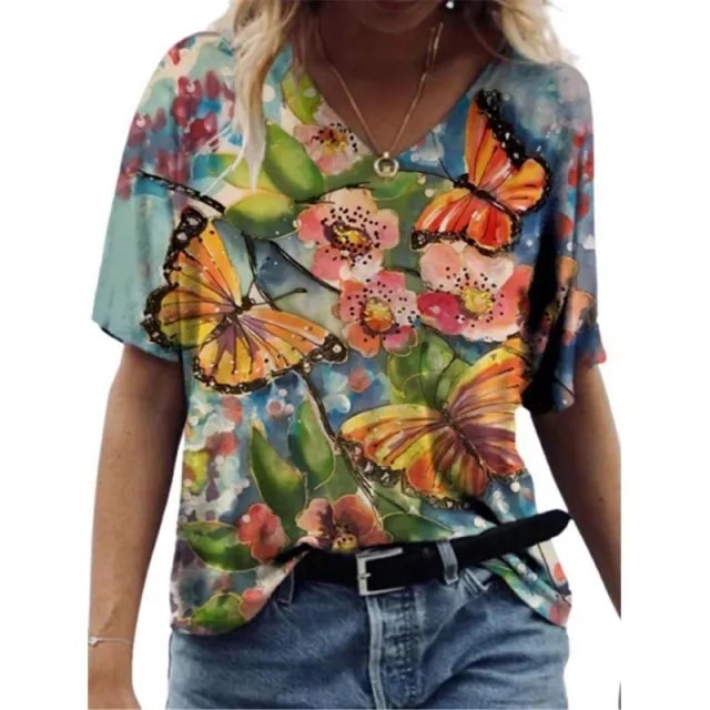 Flower Painting Printed T shirt For Women Junyu2100312 M - Shop at LoveMi