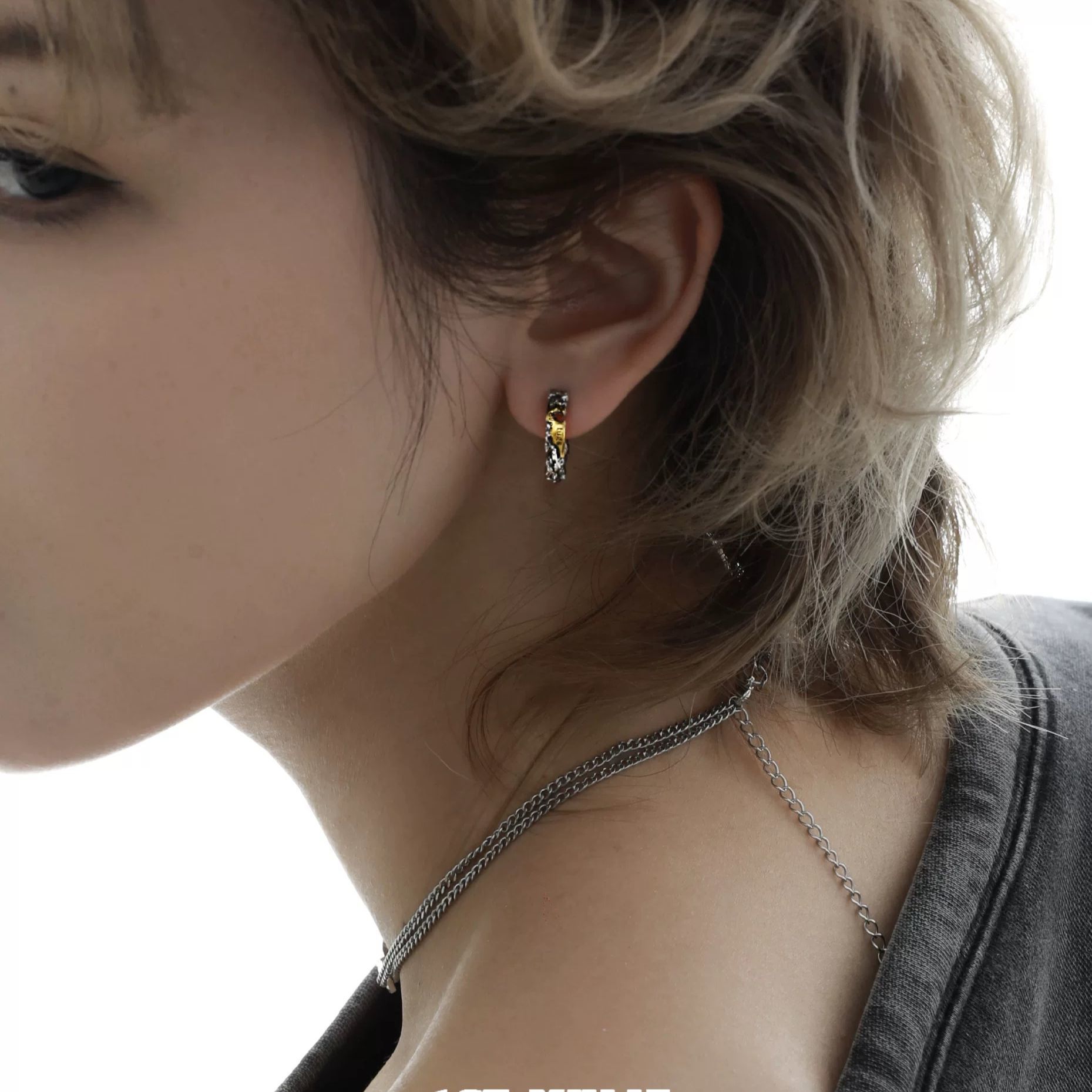 Immortal Love Letter Huggie Earrings, Niche Designer High-End Hoop Jewelry, Sweet & Cool Unisex Couple Stud Earrings (copy) - photo 3