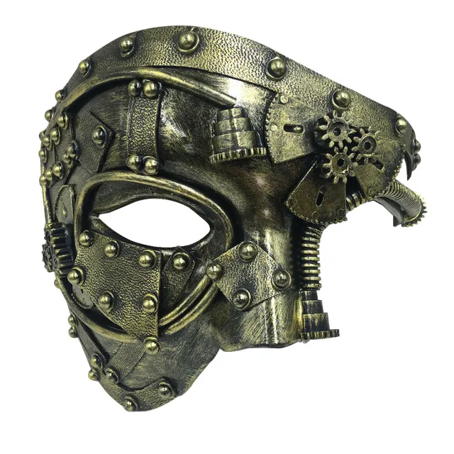 Halloween Steampunk Masquerade Party Half Face Mask Gold - Shop at LoveMi