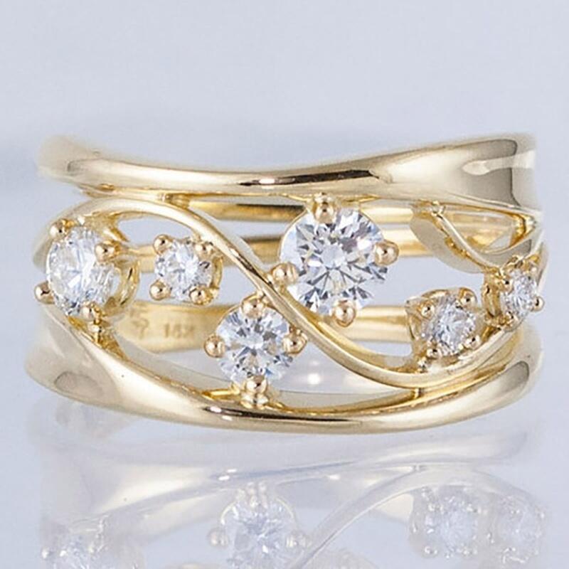 Gold Inlaid Zircon European And American Ladies Ring