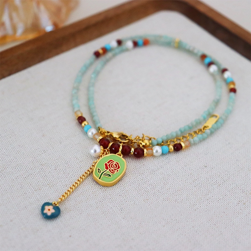 New Chinese Style Fashionable Retro Colored Drip Oil Horse Year Necklace from KSLY