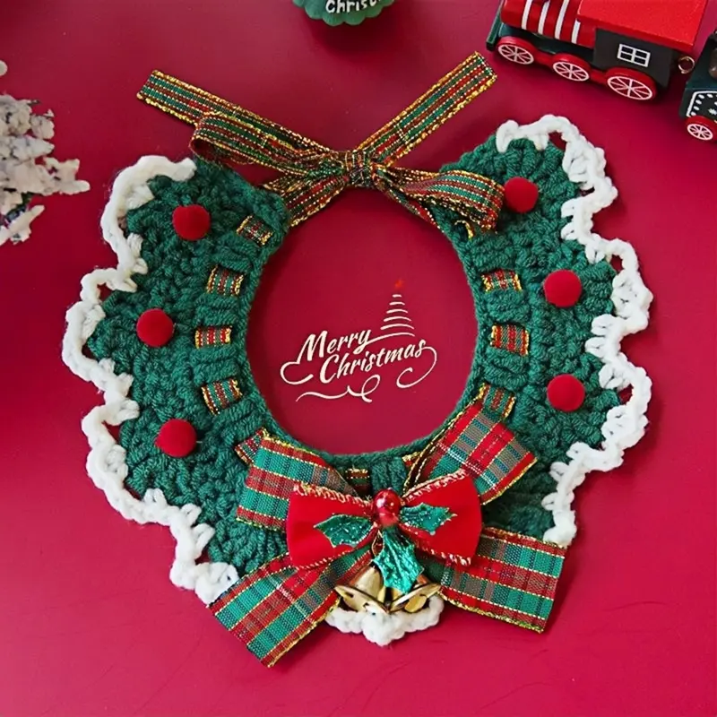 Adjustable Christmas Knit Pet Collar, Crochet Elk Pattern For Cats, Dogs & Pets, Comfortable,Stylish,