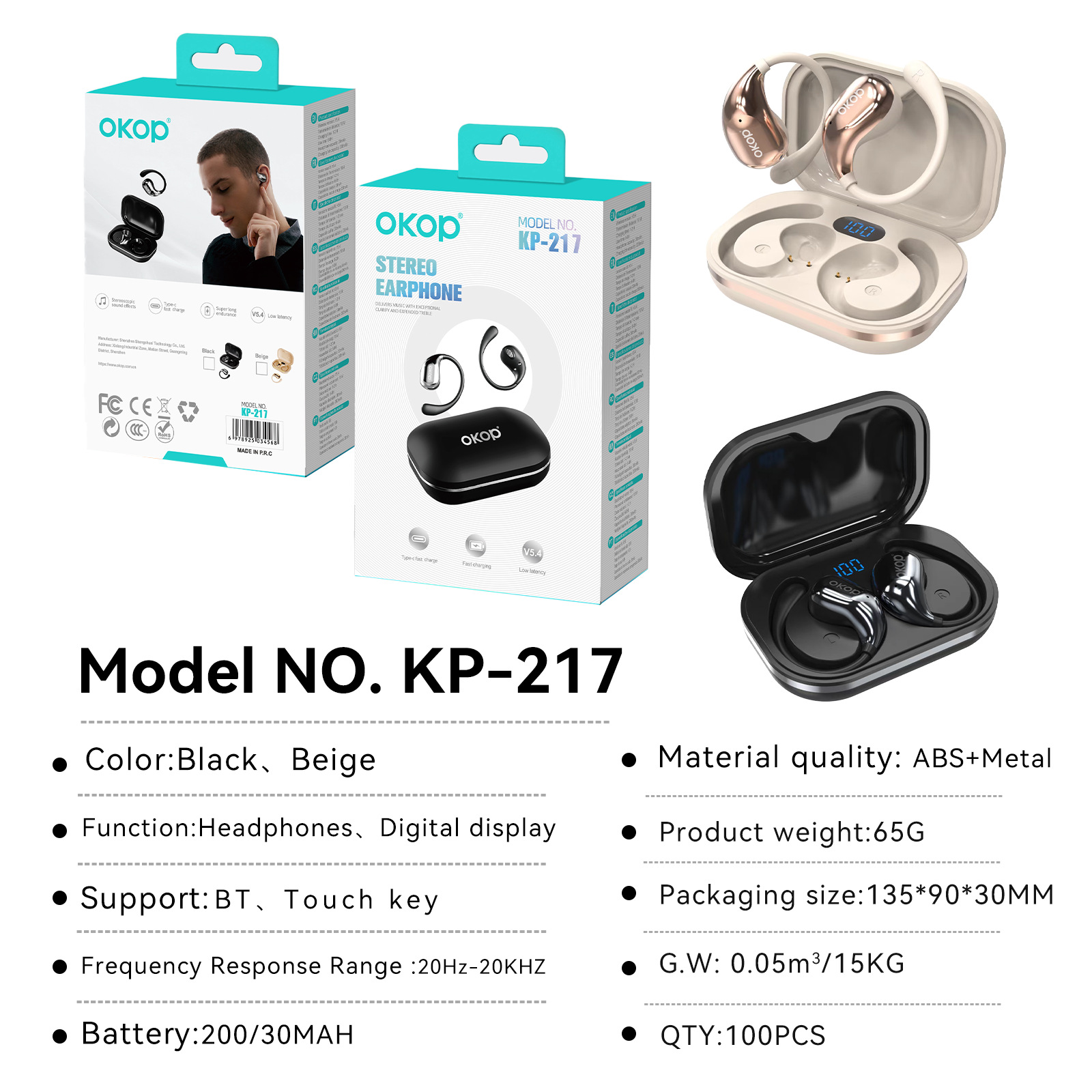 KP-217 Best-selling Open-Ear Bluetooth Headphones OWS Long Battery Life Sports-Ready Low-Latency Gaming Non-In-Ear Design In Stock Now 3