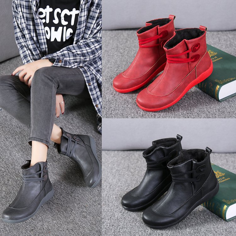 British Style Retro Booties Middle Heel Leisure