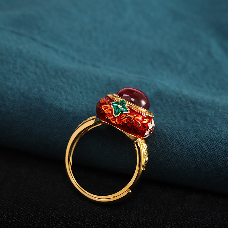 Ethnic Ladies Ring Silver Jewelry Enamel