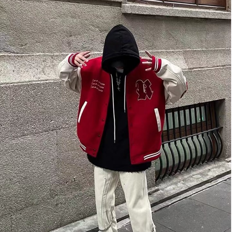 Men's And Women's Vintage Letters Embroidered Baseball Jacket