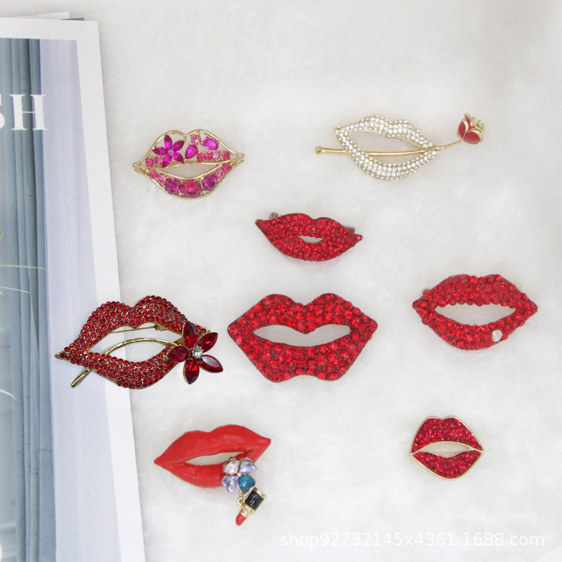 Title 6, Sexy Temptation Red Lips Brooch for Womens Clo...