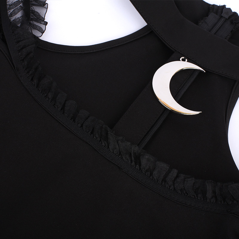 Lace Paneled Off The Shoulder Halterneck Dress