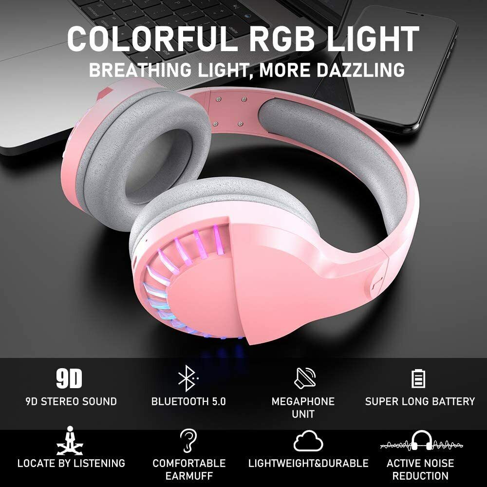 AU Wireless Bluetooth Gaming Headset Headphones Stereo For Laptop PC Phones Ipad