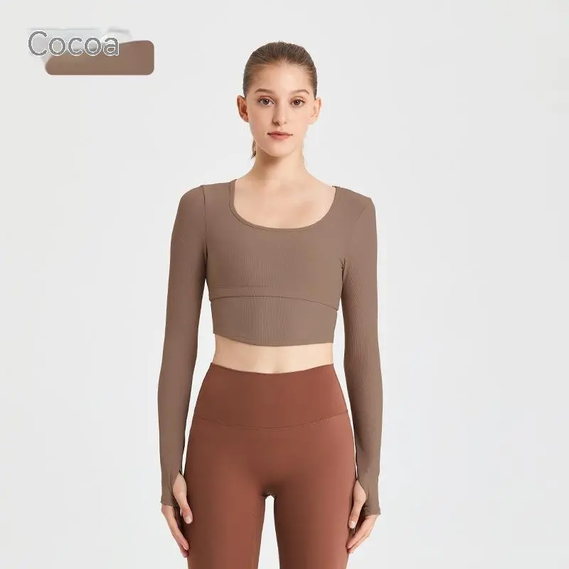 Tight Top T-shirt Sports Running - Cocoa Color-L