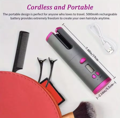 Automatic Curling Iron Portable Cordless Curler With USB Charging, Suitable For All Hair Types, 6 Level Temperature Adjustment thumbnail 3