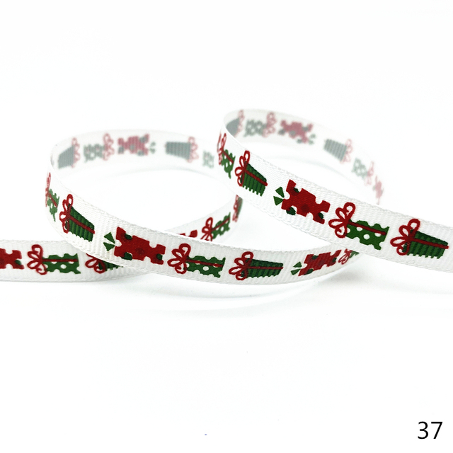 Size 5 10mm Christmas Ribbon Printed Grosgrain Ribbon