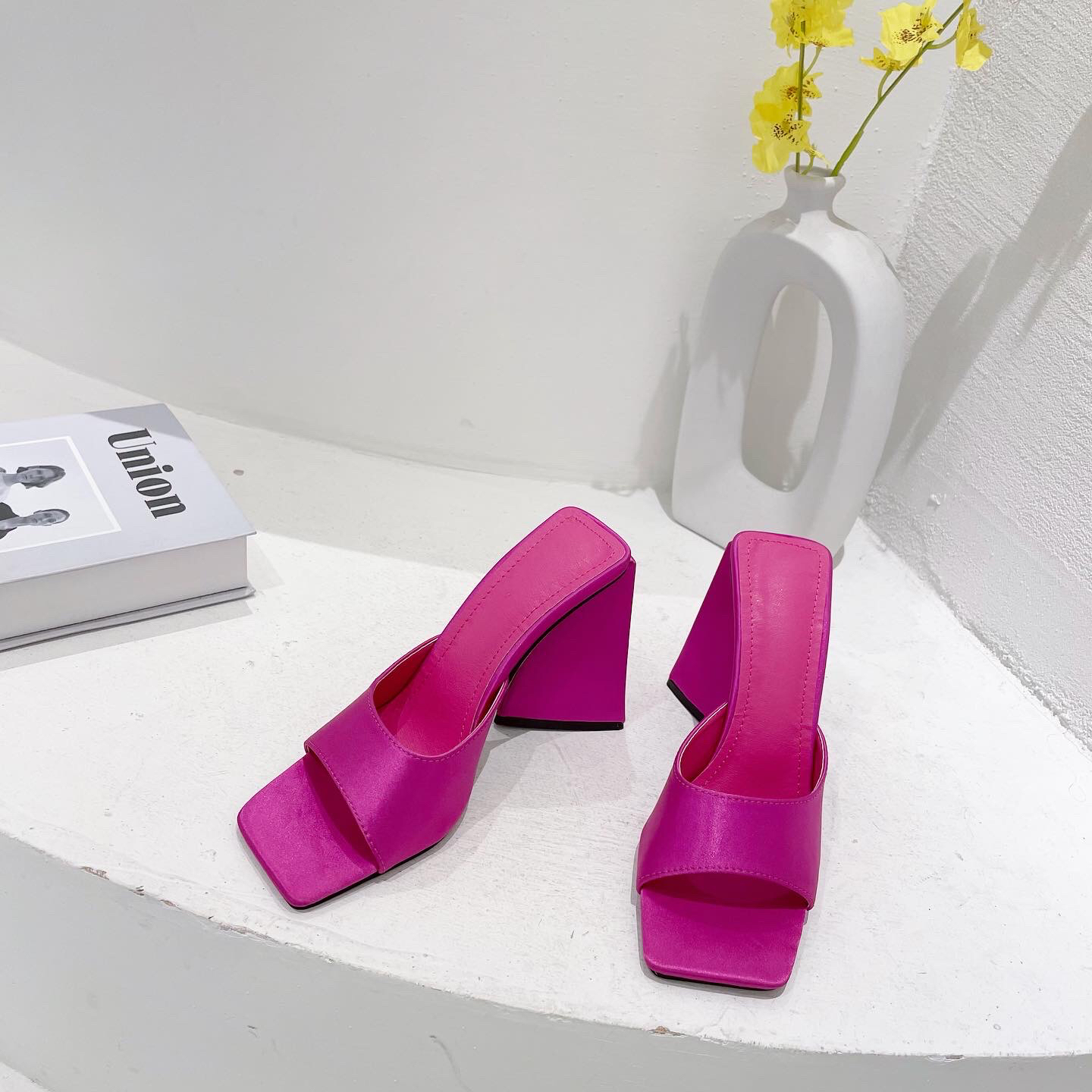 High Heel Sandals And Slippers Women Wear Ins Trendy Square Toe Middle Heel