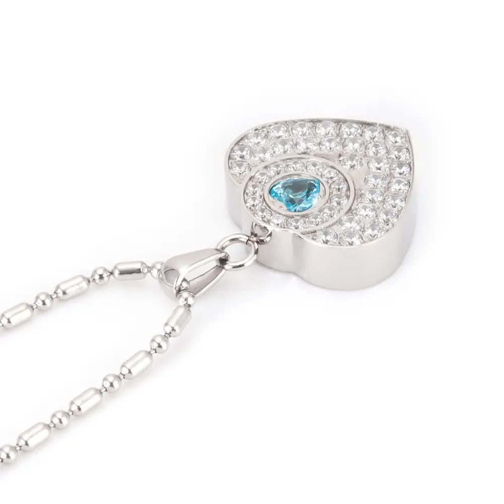 Love Shaped Negative Ion Pendant Volcanic Mineral Zirconia Necklace