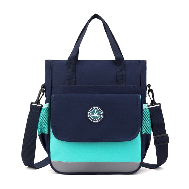 Primary School Student Printing And Tutoring Bag, Three Hand Bag, Children's One Shoulder Hand-held Printing Logo Tutoring Bag, Art File Bag - Blue