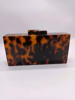 Amber Acrylic Bag Leopard Print Banquet Clutch - Red - View 1