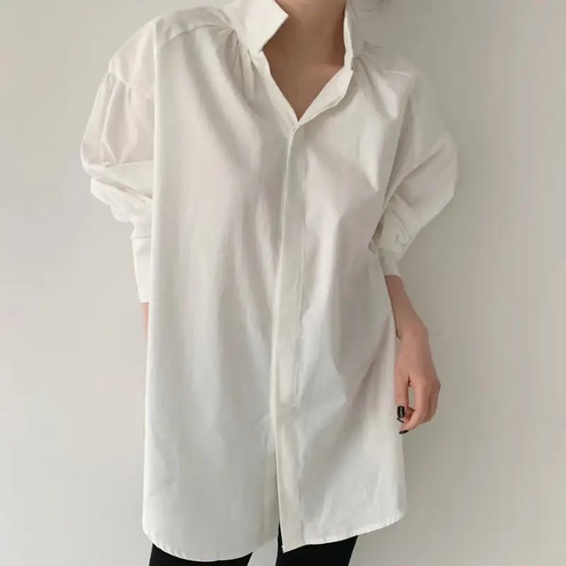 Stand-up Collar Loose Casual Puff Sleeve Shirt