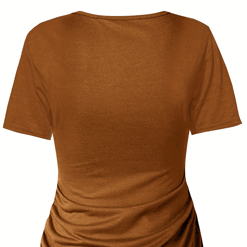 Women’s Solid Color Short Sleeve Dress Casual Crew Neck, Everyday Wear