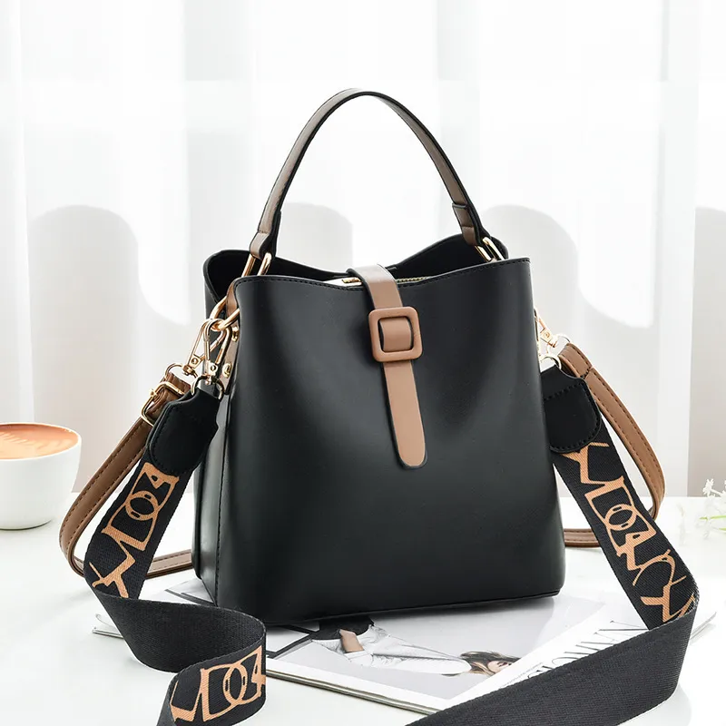 Bucket Bag Fashion Korean Style Shoulder Bag Cross-border Female Bag - Black