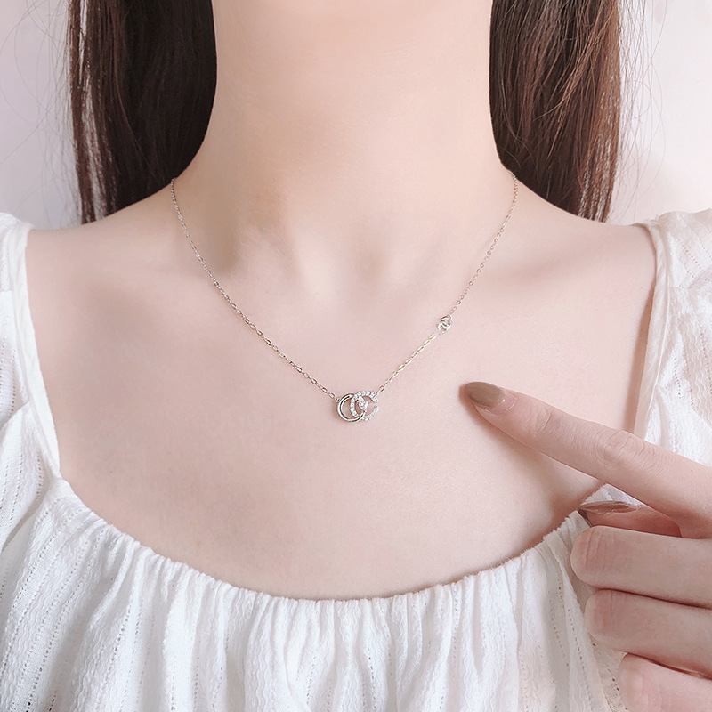 Women's S925 Sterling Silver Double C Necklace