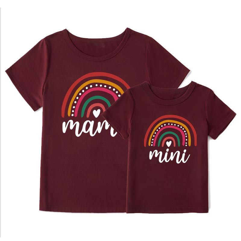 Title 7, Rainbow Print T-shirt Mother And Daughter Mom C...