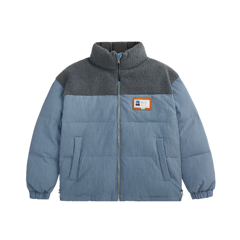 White Duck Down And Lamb Down Stitching Denim Thick Down Jacket