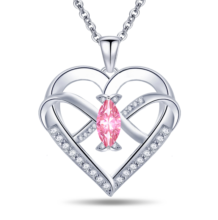 Emma Manor 14K White Gold Plated Heart Pendant Necklace – 5A CZ Infinity Butterf