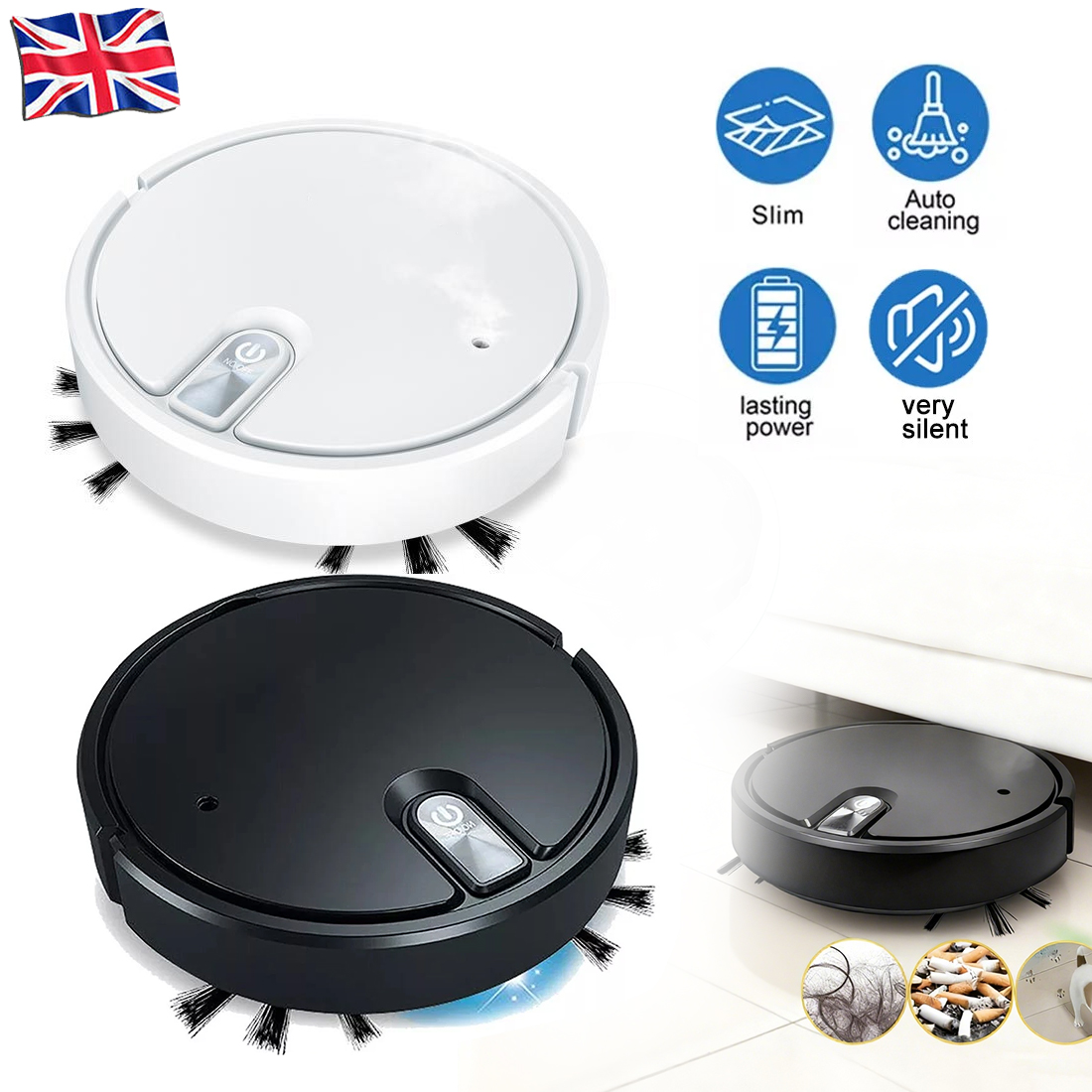 NEW Smart Robot Vacuum Cleaner Automatic Sweeper Floor Clean Rechargeable UK
