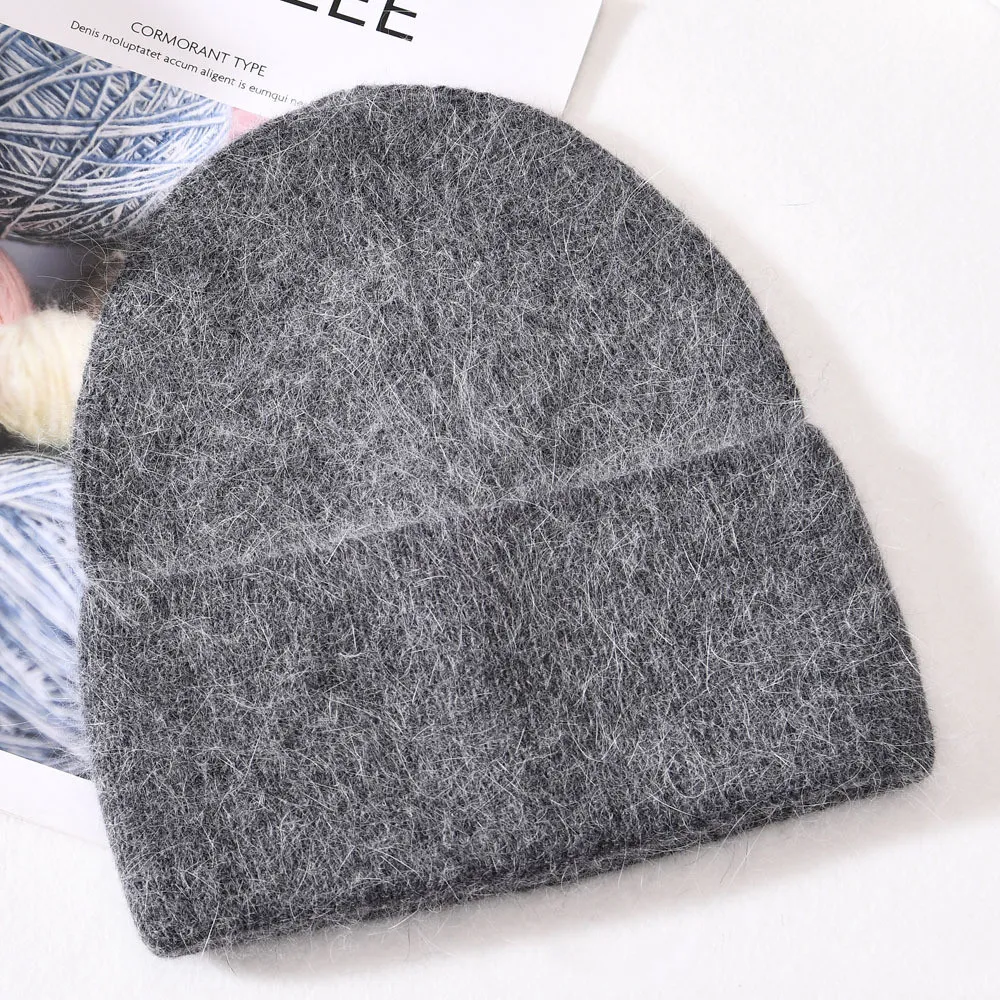 Autumn And Winter New Outdoor Solid Colour Knitted Wool - Dark Grey